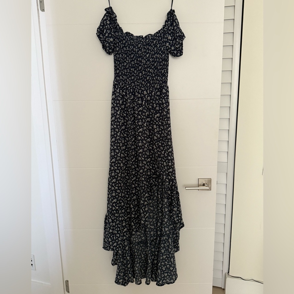 Blue Rain Black Floral Maxi Dress